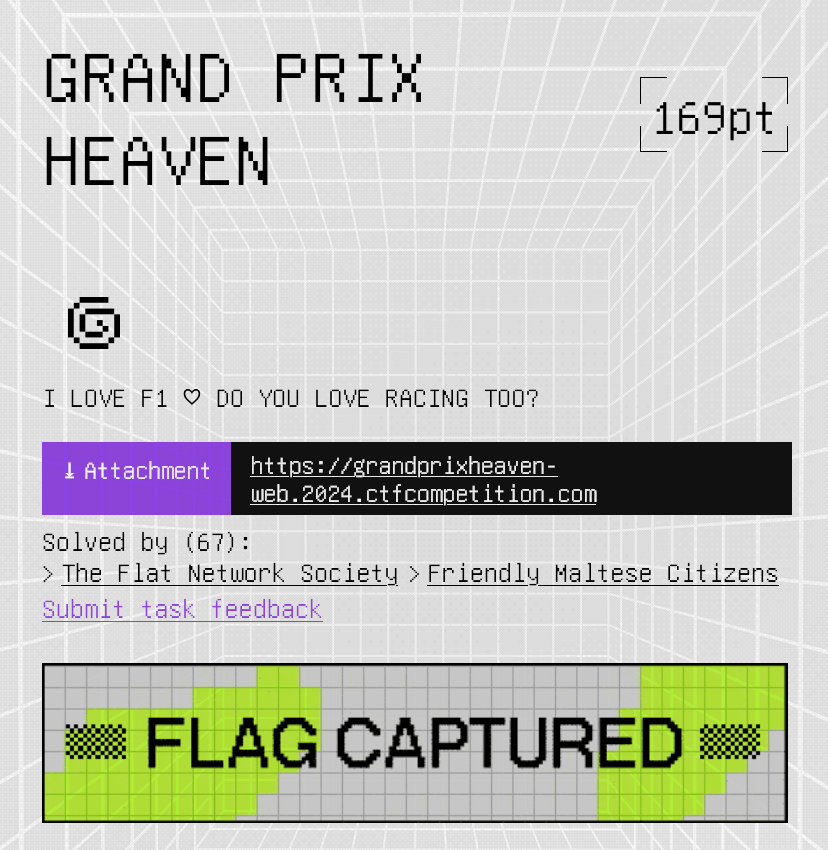 Google CTF 2024 Grand Prix Heaven